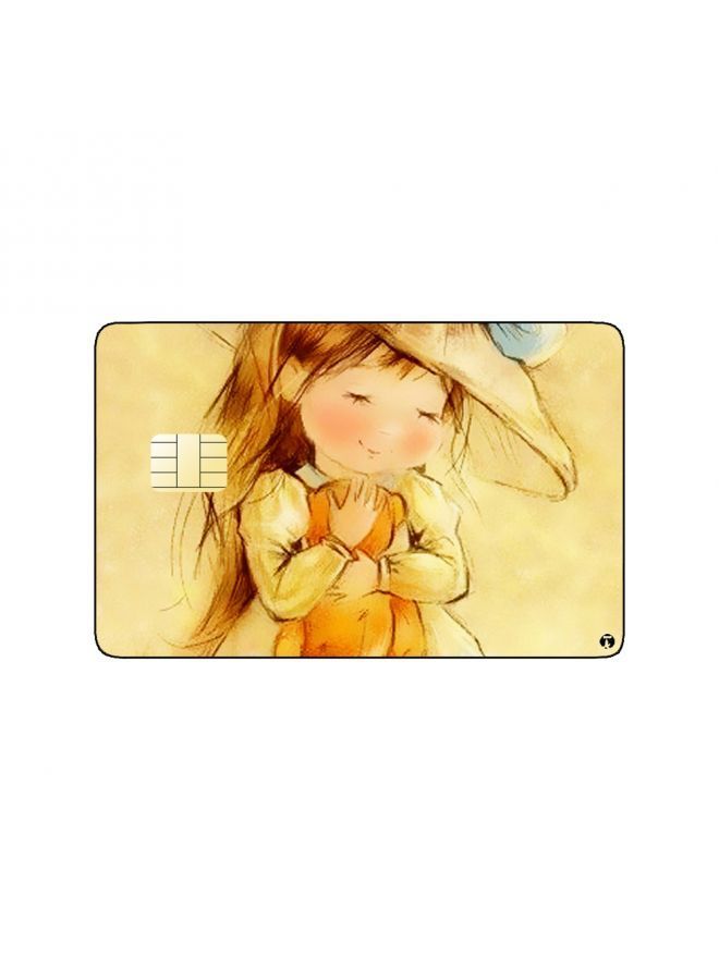 RKN PRINTED BANK CARD STICKER Cute Girl Drawing With Teddy Bear - Image 2
