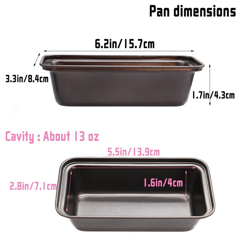 Zddaoole 6 PCS Mini Nonstick Carbon Steel Baking Bread Pan,Mini Loaf Pans,Small Banana Bread Tins,6.2" x 3.2" - Image 2