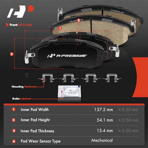 A-Premium Front Ceramic Disc Brake Pads Set Compatible with Nissan Altima 2002-2006, Sentra 2011-2019, Versa, Maxima, Cube & Suzuki SX4, SX4 Crossover & Infiniti I35, 4 Pcs - Image 5