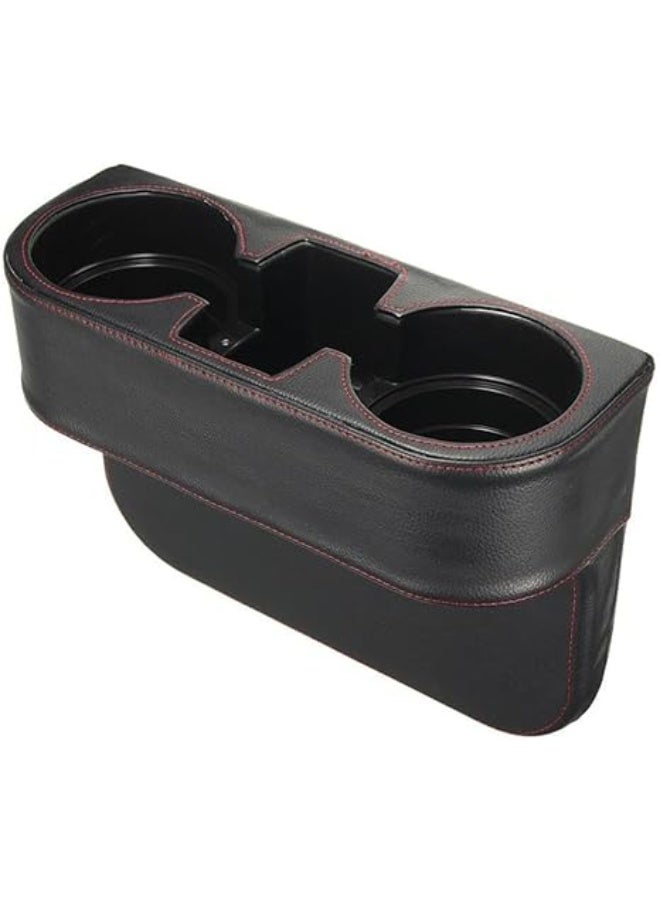 Generic Car Cup Holder, Auto Cup Drink Holders，Multifunctional Auto Front Seat Organizer with PU Leather Cover, Gap Filler Storage Box Coin Bucket Console Side Pocket Cell Mobile Phone Holder  - Image 1