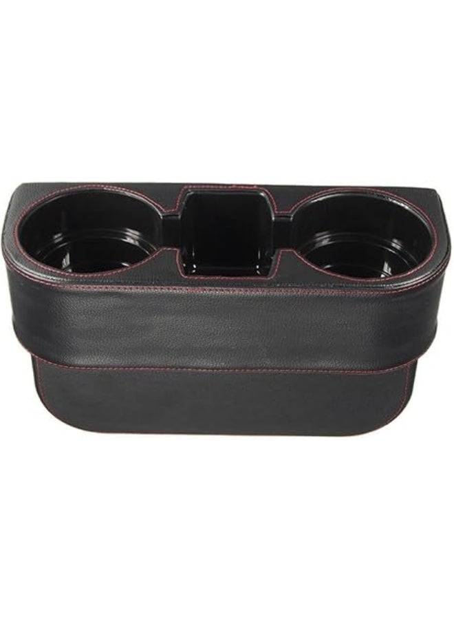 Generic Car Cup Holder, Auto Cup Drink Holders，Multifunctional Auto Front Seat Organizer with PU Leather Cover, Gap Filler Storage Box Coin Bucket Console Side Pocket Cell Mobile Phone Holder  - Image 2