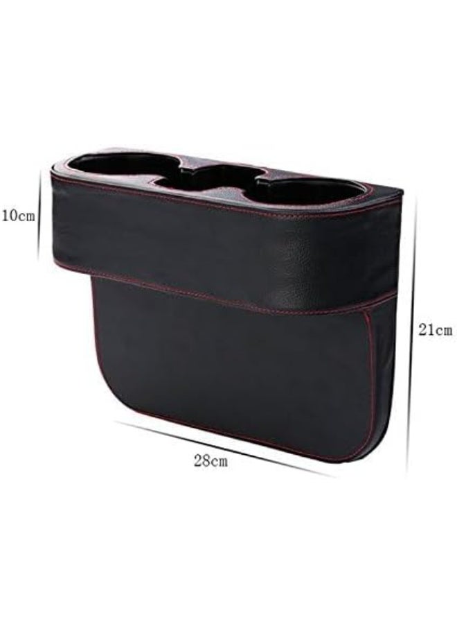 Generic Car Cup Holder, Auto Cup Drink Holders，Multifunctional Auto Front Seat Organizer with PU Leather Cover, Gap Filler Storage Box Coin Bucket Console Side Pocket Cell Mobile Phone Holder  - Image 3