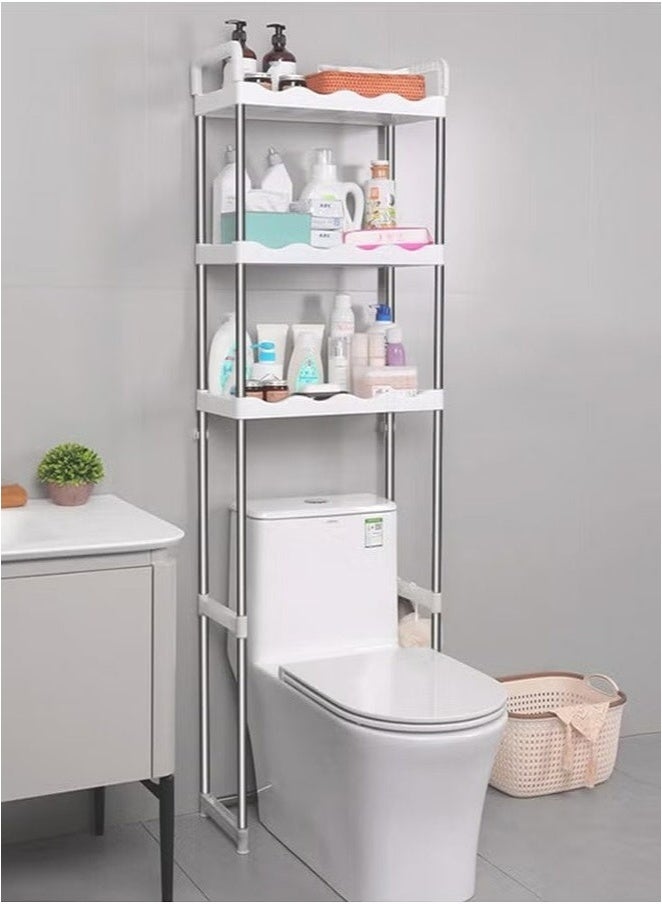 رولستيمي رف من 3 طبقات فوق المرحاض ، رف حمام من الفولاذ المقاوم للصدأ ، منظم تخزين موفر للمساحة بسعة 30 كجم - Image 1
