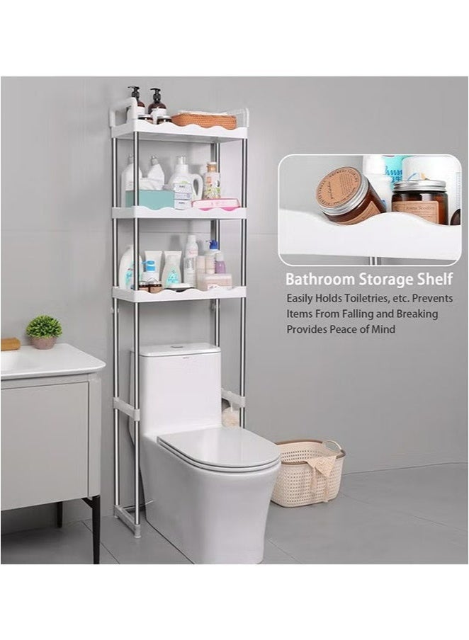 رولستيمي رف من 3 طبقات فوق المرحاض ، رف حمام من الفولاذ المقاوم للصدأ ، منظم تخزين موفر للمساحة بسعة 30 كجم - Image 3