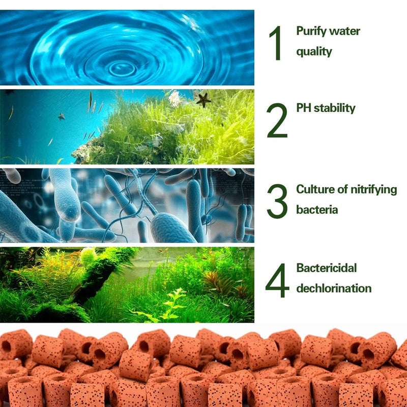 VAYINATO ® Aquarium Filter Media Combo - 500g Red Ceramic Ring and 500g Yellow Bio Ball Coming with Zipper Mesh Bag, Improved Water Quality and Healthy Fish Tanks (1 kg) - Image 2