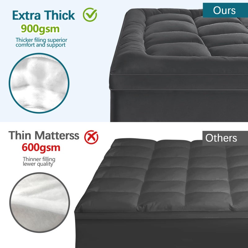 CYMULA Mattress Topper Queen Size - Extra Thick Cooling Mattress Pad Cover for Back Pain - Soft Mattress Protector Firm Bed Topper Pillow Top with 8-21 Inch Deep Pocket 3D Snow Down Alternative Fill - Image 2