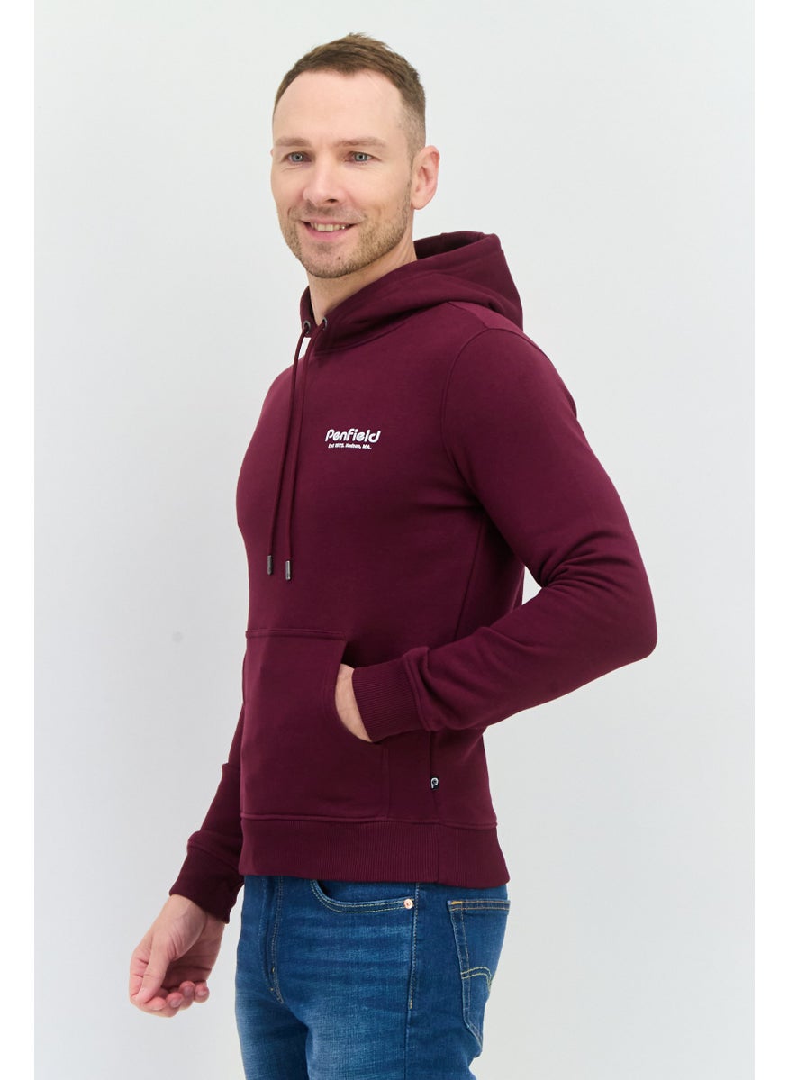Penfield - Men Brand Logo Long Sleeves Hooded Sweatshirt, Maroon - Image 1
