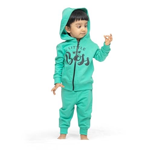 ARIEL Kids Cotton Fleece Full Sleeve Zipper Hoodie Sweatshirt & Sweatpant Clothing Set for Boys and Girls (LITTLBOSS_3-4 years) - Image 2