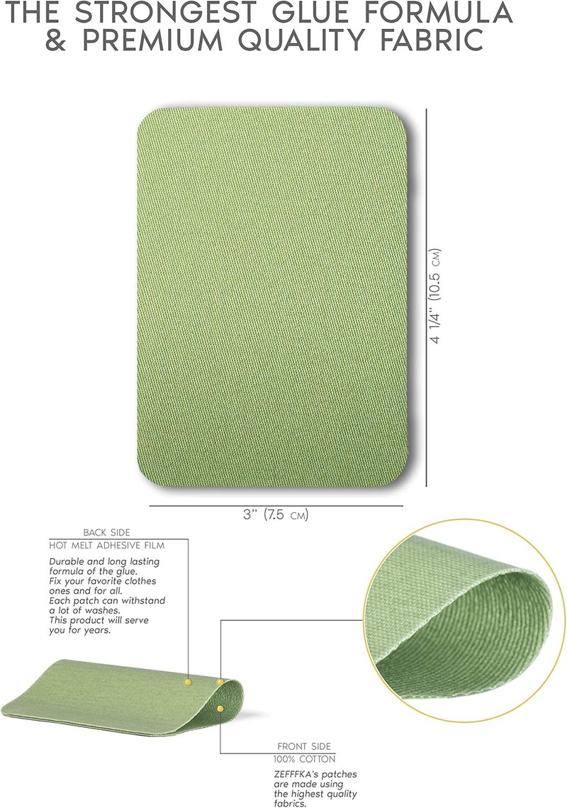 ZEFFFKA Premium Quality Fabric Iron-on Patches Inside & Outside Strongest Glue 100% Cotton Blue Gray Beige Brown Yellow Red Green Repair Decorating Kit 14 Pieces Size 3" by 4-1/4" (7.5 cm x 10.5 cm) - Image 3