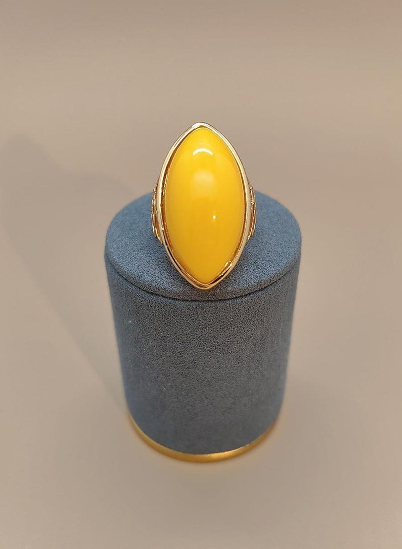 general Olive-Shaped Copper 18K Gold Men's Beeswax Open Ring - Image 1