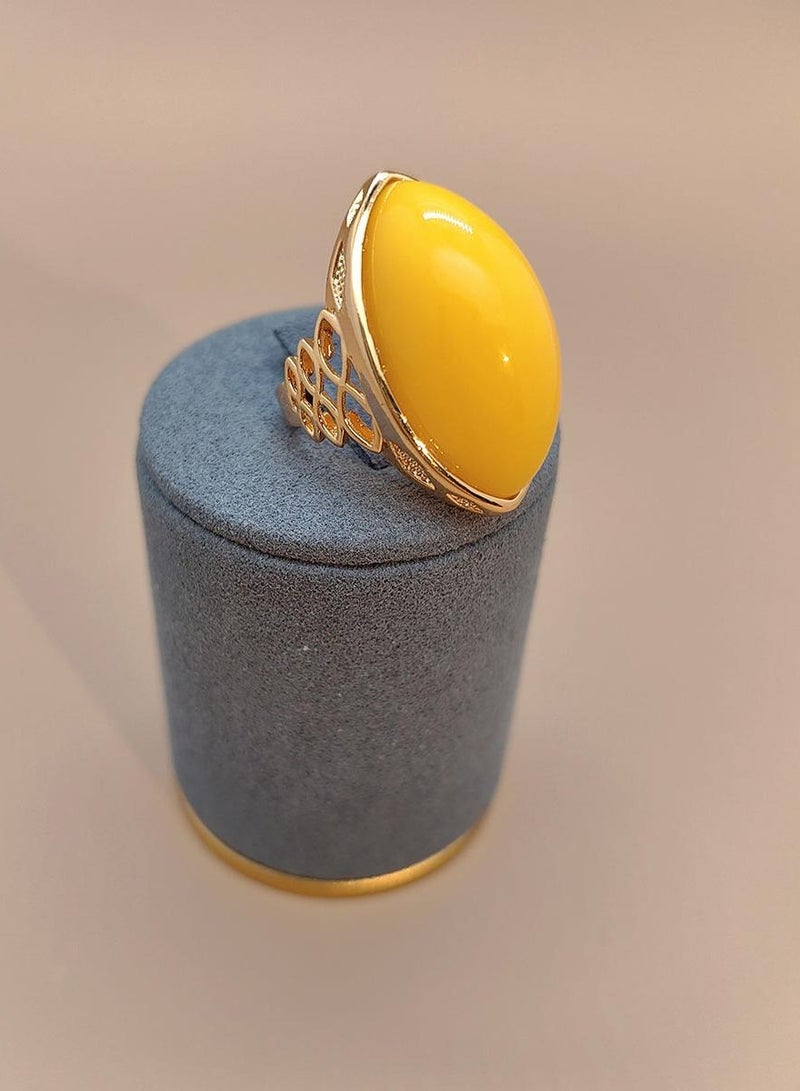general Olive-Shaped Copper 18K Gold Men's Beeswax Open Ring - Image 2