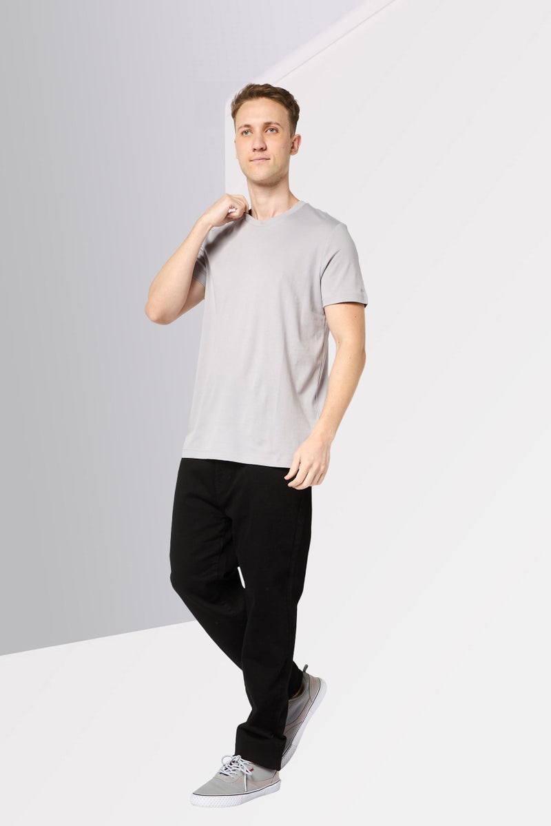 DKNY Men Crew Neck Short Sleeve Plain T-Shirt, Light Grey - Image 2