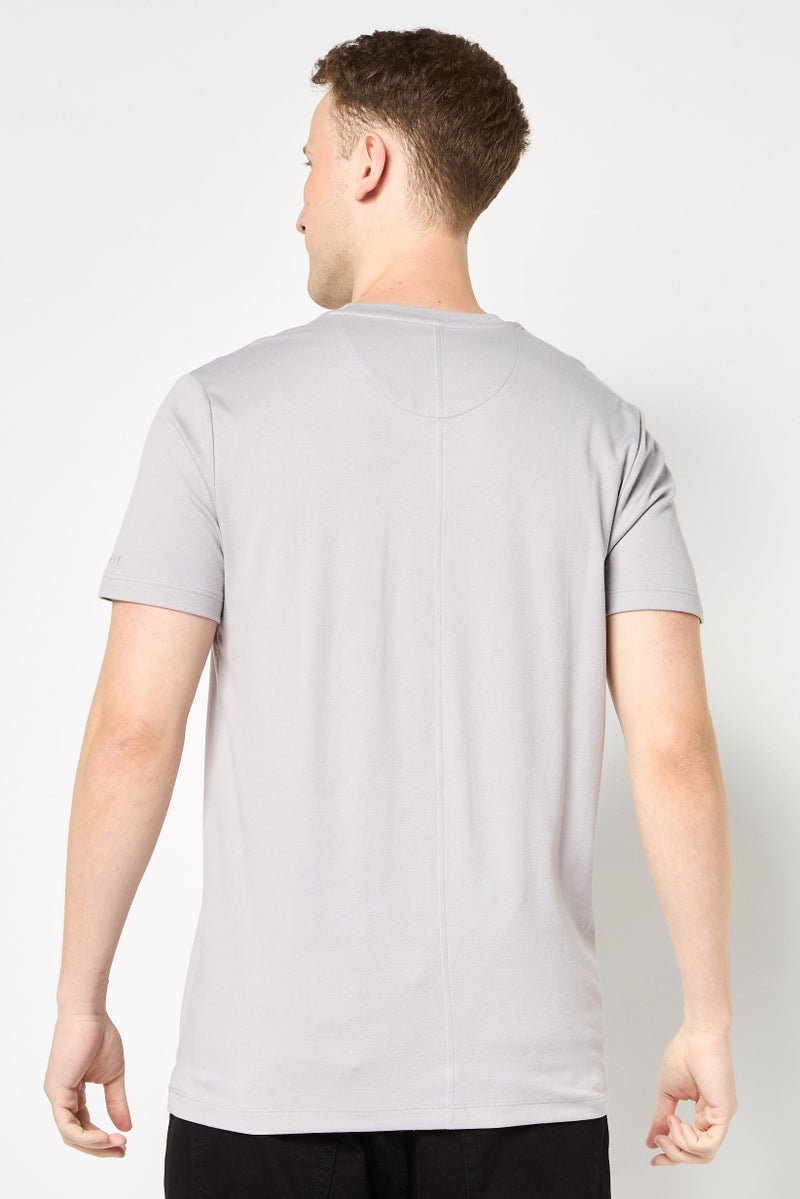 DKNY Men Crew Neck Short Sleeve Plain T-Shirt, Light Grey - Image 4
