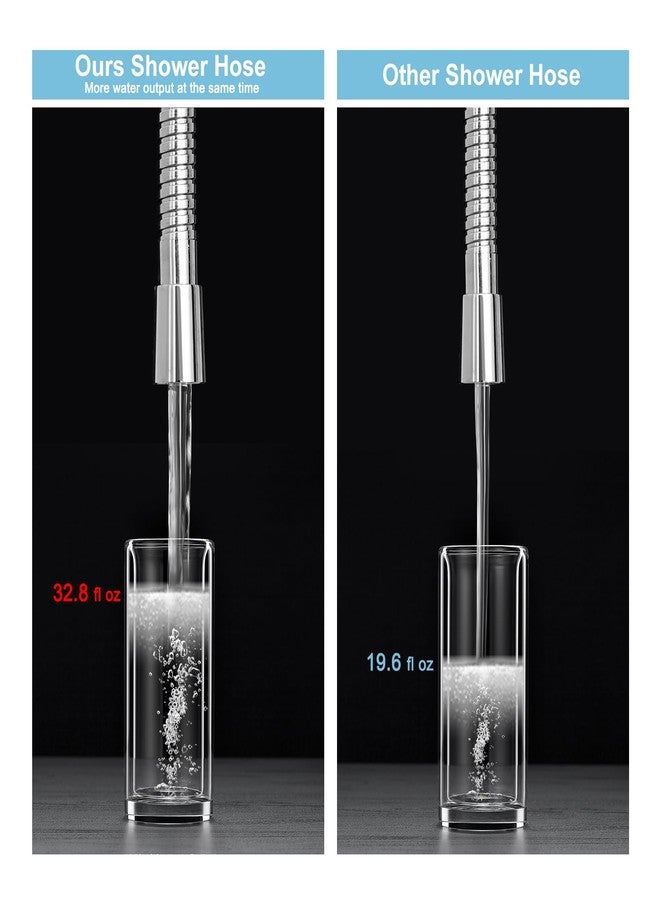 OFFO Shower Hose High Flow 0.43” Large Bore, Kink Free Stainless Steel Shower Head Hose Replacement Universal G1/2”, Leak-proof Extra Long Flex Handheld for Pet Bathing Cleaning, 60 in Chrome - Image 3