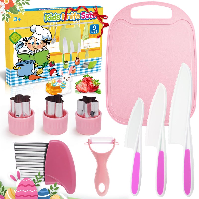 Windidi 9 Pcs Kids Safe Knife Set for Real Cooking Kids Kitchen Knife Set with Cutting BoardCrinkle CutterSandwich Cutter Montessori Kitchen Tools for Toddlers Kid 310 Years Old Girl Boy Birthday Gifts - Image 3