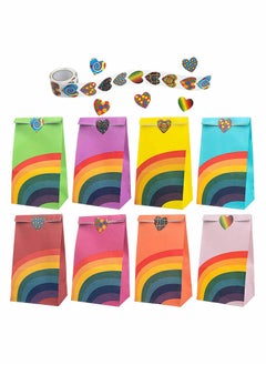 KASTWAVE 40 Pcs Party Gift Bags Rainbow Paper Gift Bags with Heart Stickers, for Birthday Party Wedding Supplies, Multi-use Paper Gift Bags, Sweet Bags  - Image 1