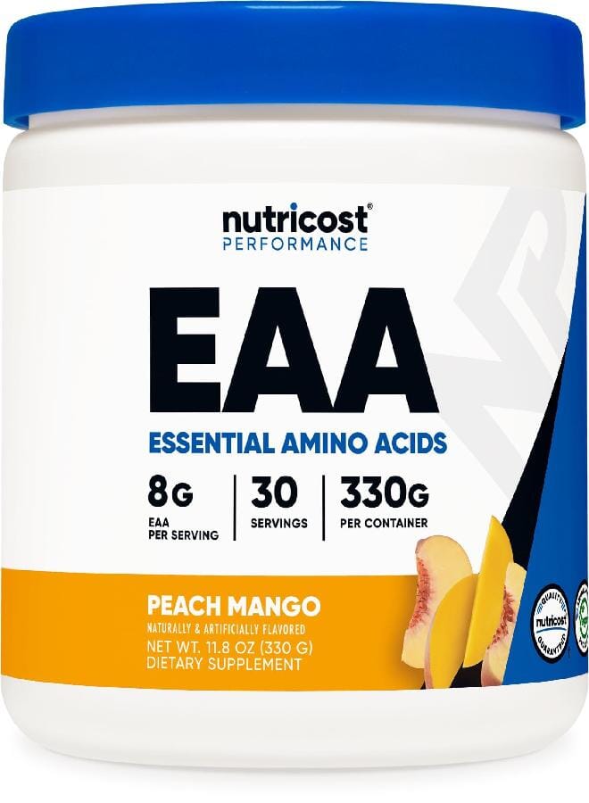 Nutricost EAA Powder 30 Servings (Peach Mango) - Essential Amino Acids - Non-GMO, Gluten Free, Vegetarian Friendly - Image 1