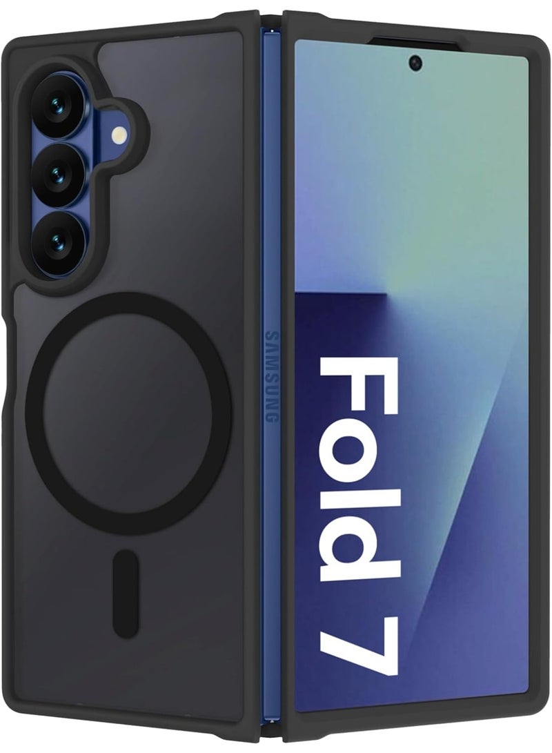 CHEROSIN Magnetic Case for Samsung Galaxy Z Fold 7, Compatible with MagSafe, Translucent Matte Ultra Slim Shockproof Anti-Slip Protective Phone Cover for Fold7,Black - Image 1