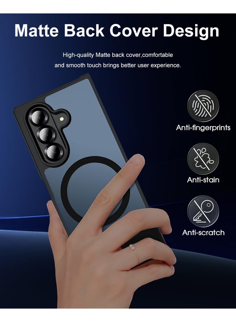 CHEROSIN Magnetic Case for Samsung Galaxy Z Fold 7, Compatible with MagSafe, Translucent Matte Ultra Slim Shockproof Anti-Slip Protective Phone Cover for Fold7,Black - Image 3