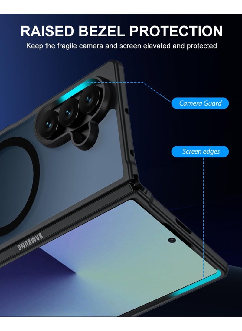 CHEROSIN Magnetic Case for Samsung Galaxy Z Fold 7, Compatible with MagSafe, Translucent Matte Ultra Slim Shockproof Anti-Slip Protective Phone Cover for Fold7,Black - Image 5