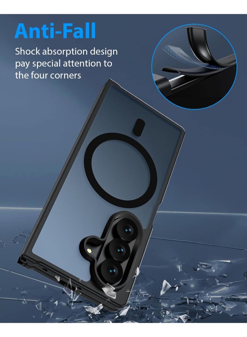 CHEROSIN Magnetic Case for Samsung Galaxy Z Fold 7, Compatible with MagSafe, Translucent Matte Ultra Slim Shockproof Anti-Slip Protective Phone Cover for Fold7,Black - Image 4