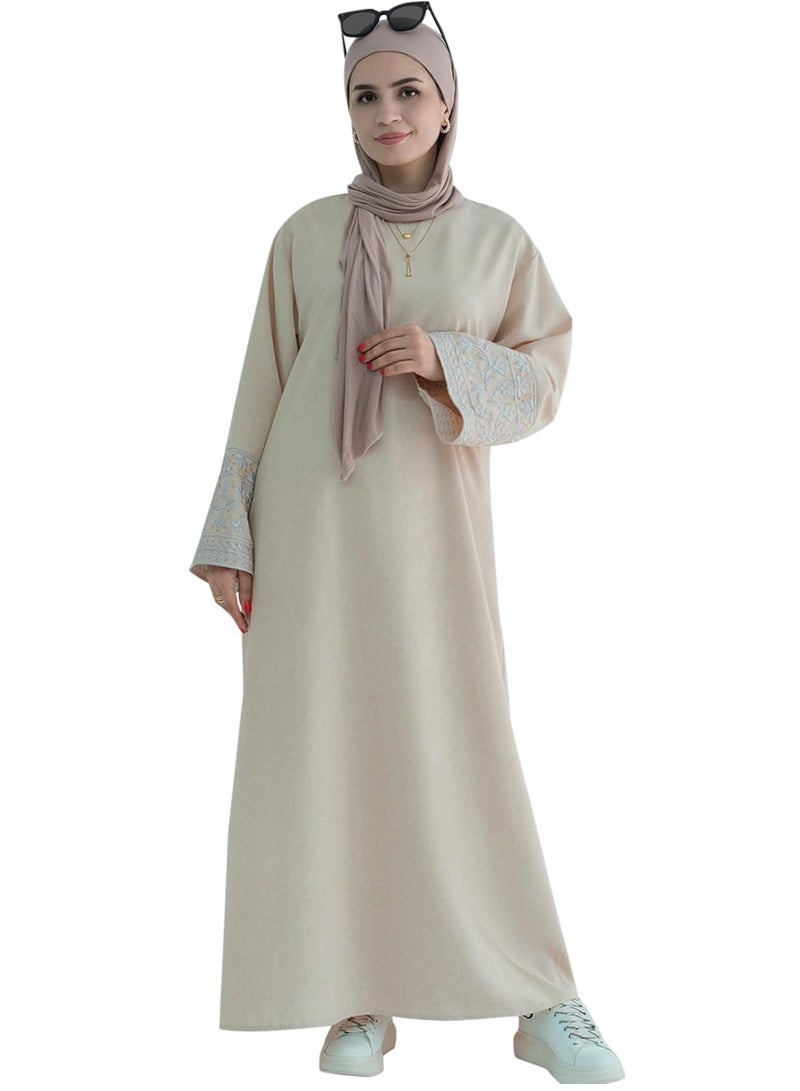 جيوان مطرز مسلم أبايا الأكمام الطويلة دبي فستان رداء تركي سحاب ماكسي ديس الملابسالنساء عيد - Image 1