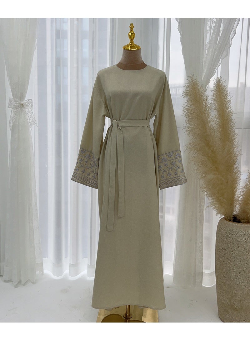 جيوان مطرز مسلم أبايا الأكمام الطويلة دبي فستان رداء تركي سحاب ماكسي ديس الملابسالنساء عيد - Image 3