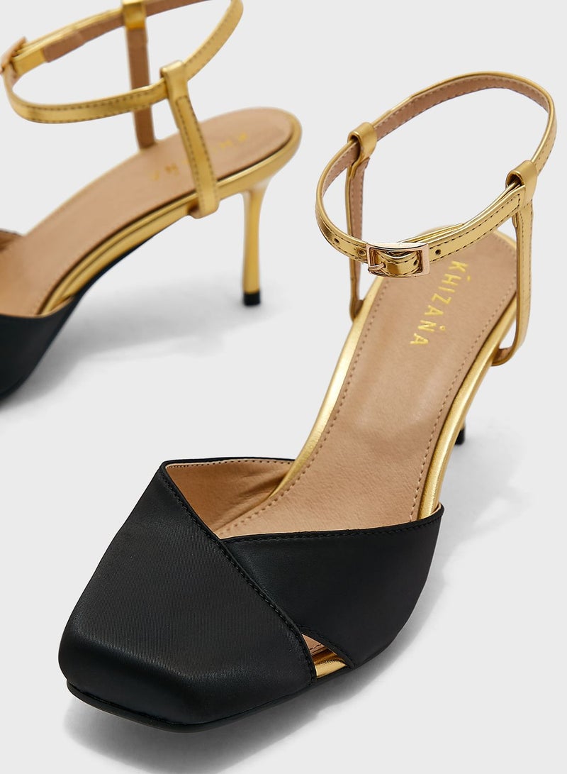 Khizana Satin Woven Ankle Strap Pump  - Image 4