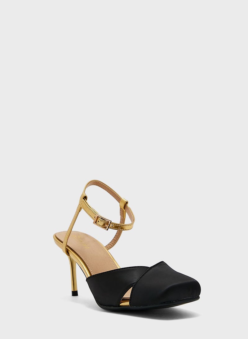 Khizana Satin Woven Ankle Strap Pump  - Image 2