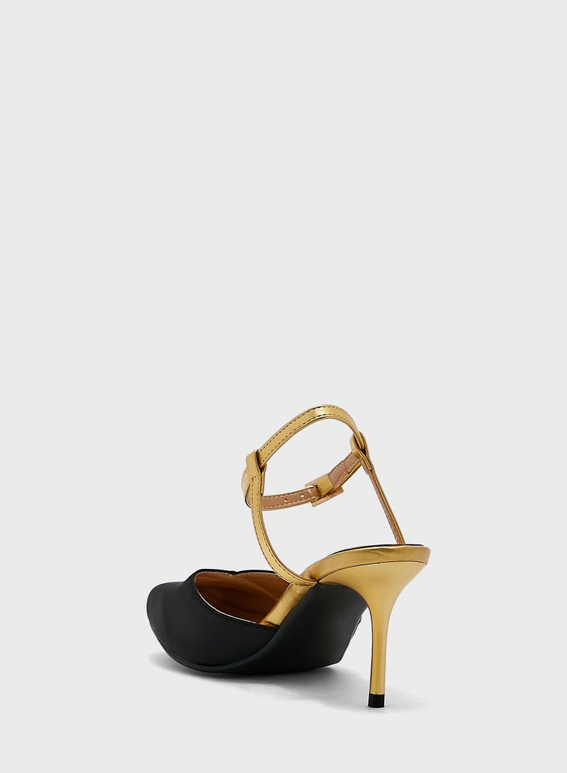 Khizana Satin Woven Ankle Strap Pump  - Image 3