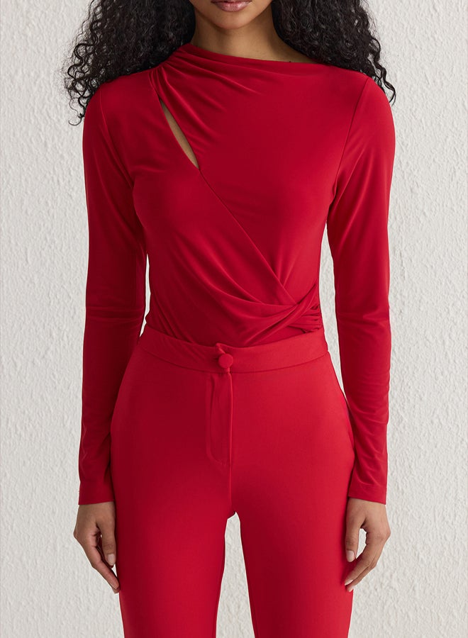 trendyol Red Shirred Snap Knit TPRSS25BD00000 - Image 5
