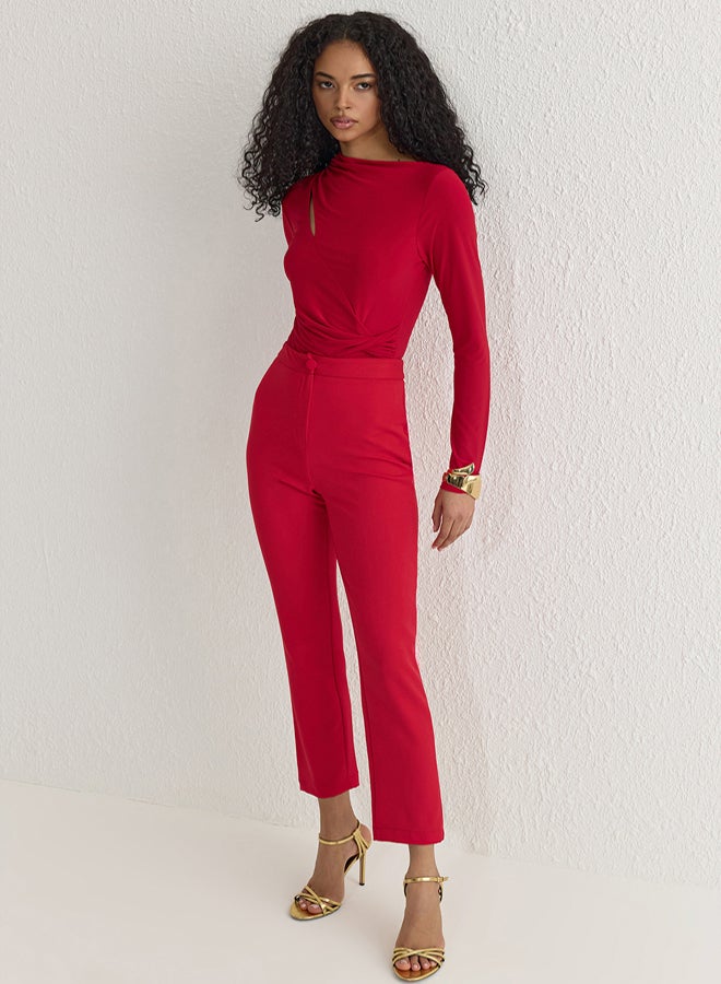trendyol Red Shirred Snap Knit TPRSS25BD00000 - Image 3