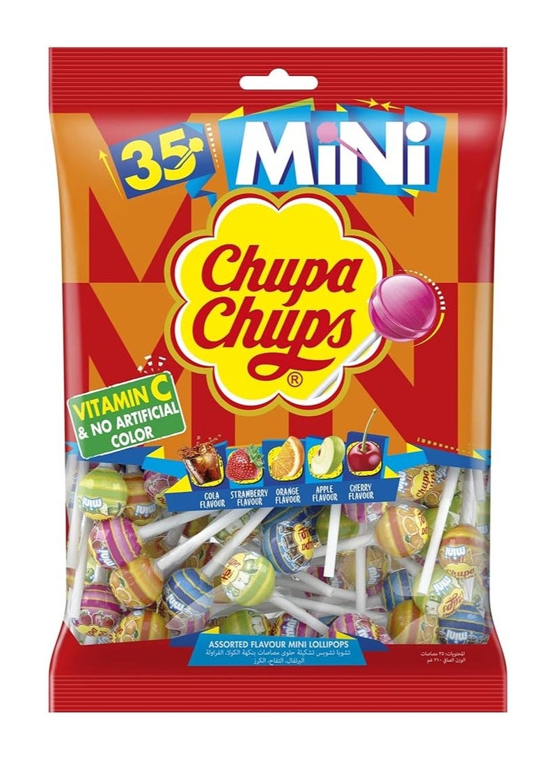 Chupa Chups Mini Lollipop Candy Assorted Flavors Bag 35Pcs - Image 1