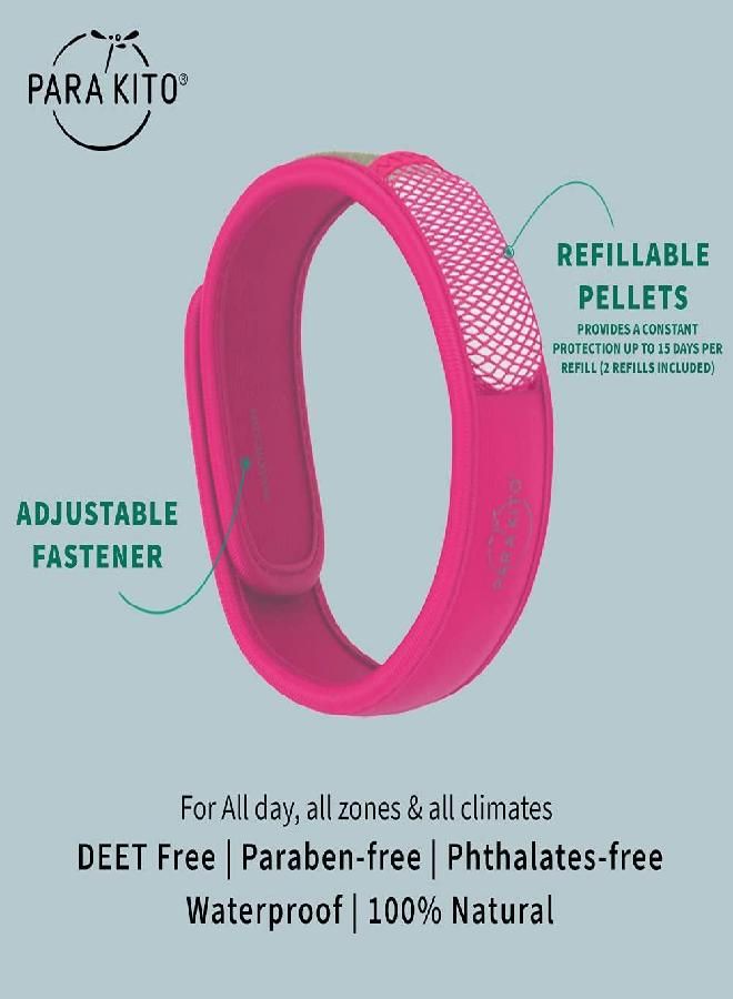 Para'Kito PARA'KITO Mosquito Insect & Bug Repellent Wristband - Waterproof, Outdoor Pest Repeller Bracelet w/Natural Essential Oils (Fuchsia)  - Image 2