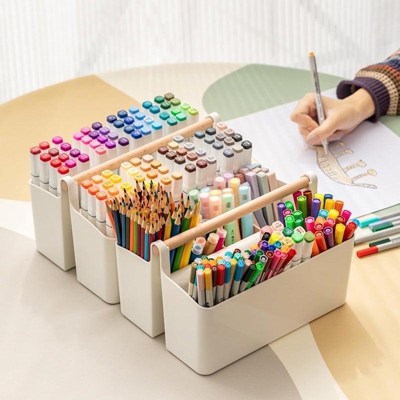 8 Compartment Multi-Functional Pen Holder, Large Capacity Desk Organizer with 8 Slots for Stationery, School Supplies and Kids Desk Storage,Pink - Image 4