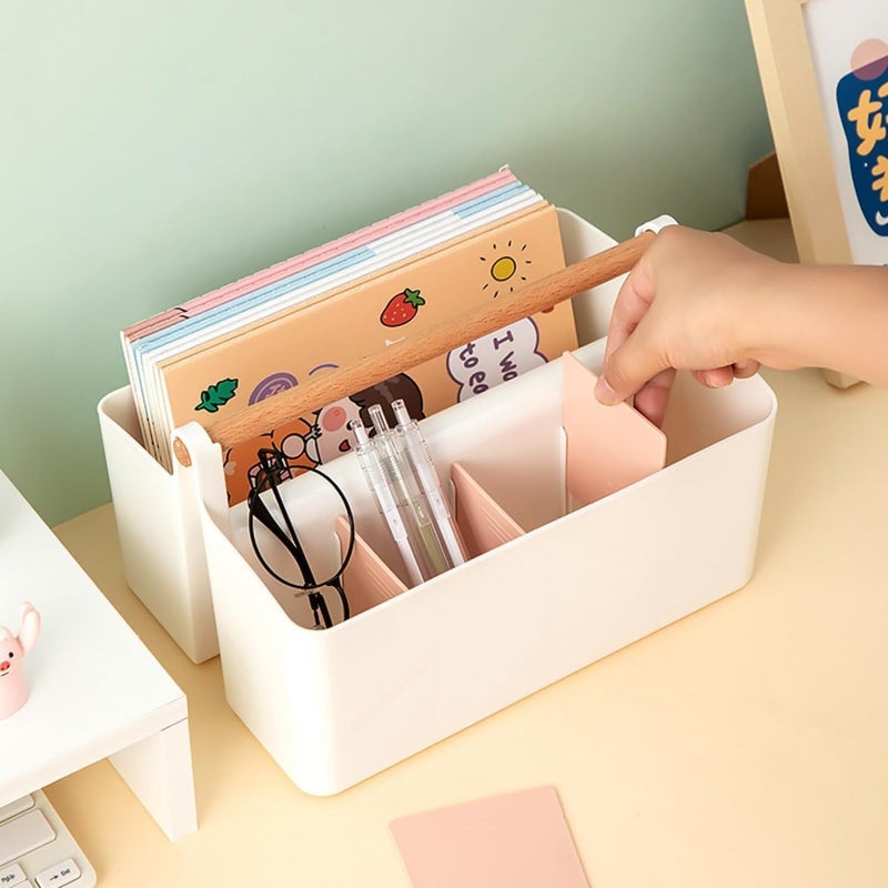 8 Compartment Multi-Functional Pen Holder, Large Capacity Desk Organizer with 8 Slots for Stationery, School Supplies and Kids Desk Storage,Pink - Image 3