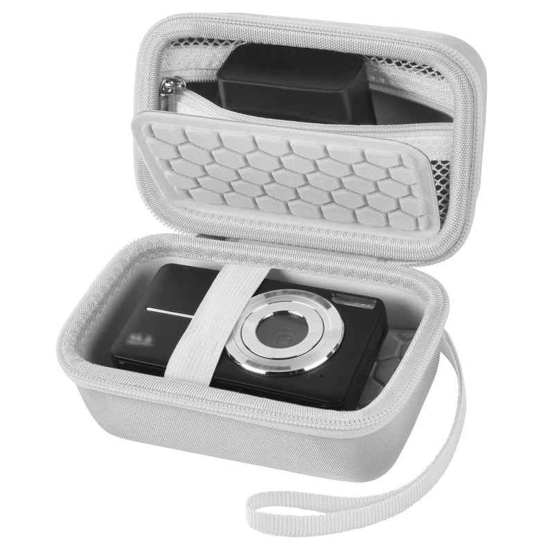 Comecase Digital Camera Carrying Case Compatible with CAMKORY/for VAHOIALD/for Canon PowerShot G7X/ for Kodak Pixpro/for Sony DSCW800 Compact Small Camera Storage Bag for Boys Girls Kids (White) - Image 1