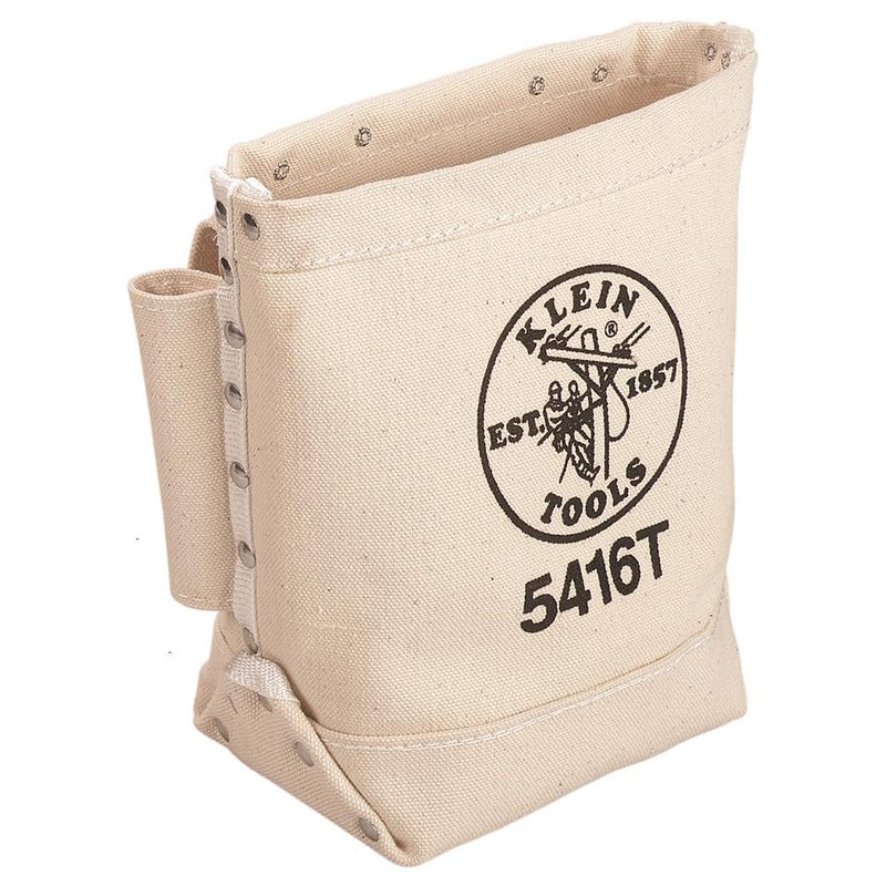 Klein Tools 5416T Tool Bag, Bull-Pin and Bolt Pouch, No. 4 Canvas with Tunnel Connection, 5 x 10 x 9-Inch - Image 1