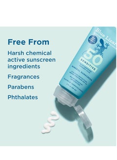 BLUE LIZARD Blue Lizard SENSITIVE Mineral Sunscreen with Zinc Oxide, SPF 50+, Water Resistant, UVA/UVB Protection with Smart Cap Technology - Fragrance Free, 3 oz. Tube  - Image 2