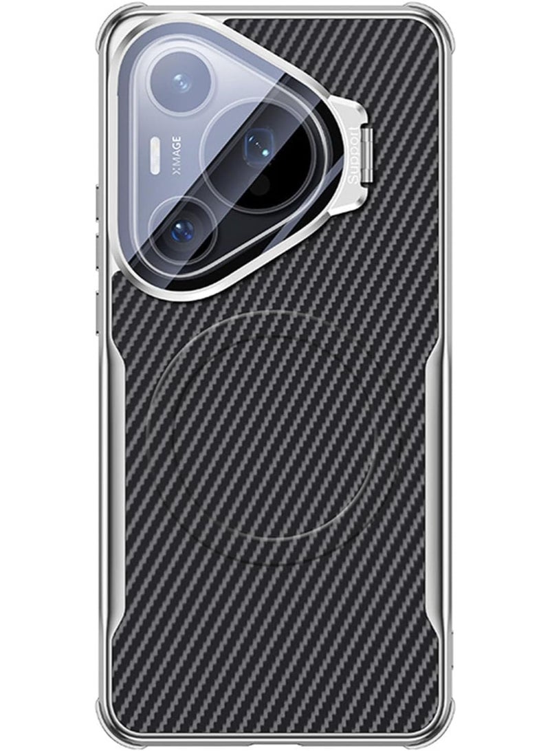 general Ultra Thin Case Compatible with Huawei Pura 80 Pro/80 Pro+, [Compatible with Mag-Safe] Carbon Fiber Texture Camera Case Anti-Fingerprint Protection Shock Cover with Stand - Image 5