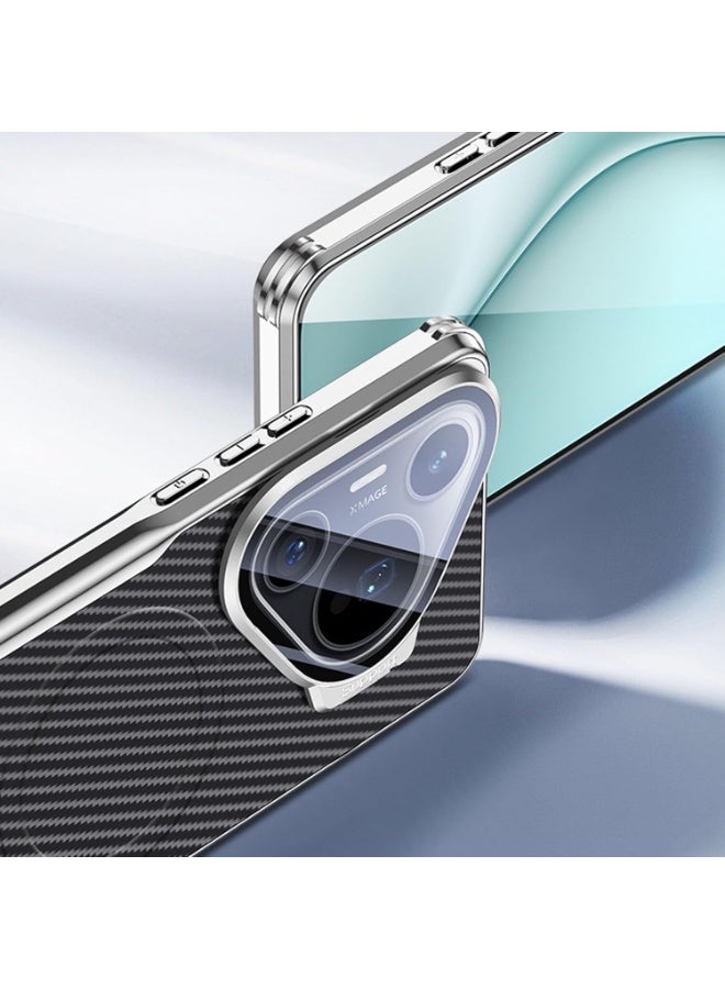 general Ultra Thin Case Compatible with Huawei Pura 80 Pro/80 Pro+, [Compatible with Mag-Safe] Carbon Fiber Texture Camera Case Anti-Fingerprint Protection Shock Cover with Stand - Image 4