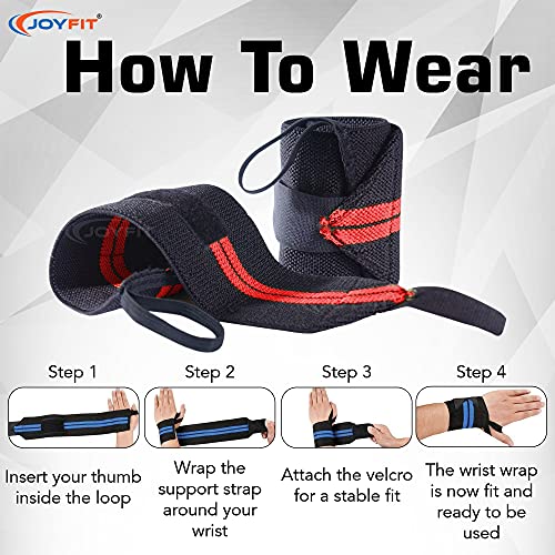 Joyfit Wrist Wraps- Wrist Support with Adjustable Straps and Thumb Loops for Home and Gym Workout, Weightlifting, Crossfit, Strength Training, Injury Protection for Men & Women [Pair] - Image 3