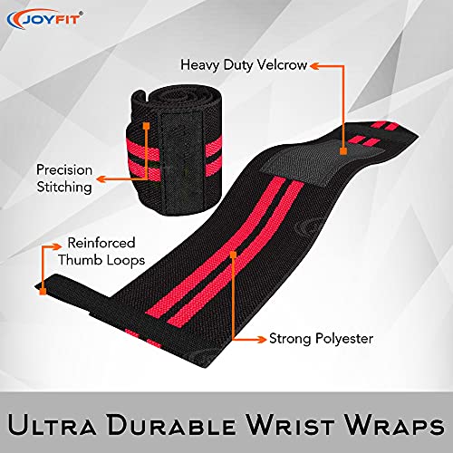 Joyfit Wrist Wraps- Wrist Support with Adjustable Straps and Thumb Loops for Home and Gym Workout, Weightlifting, Crossfit, Strength Training, Injury Protection for Men & Women [Pair] - Image 2