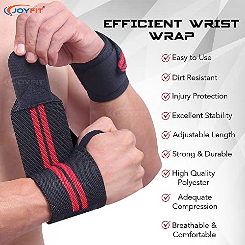 Joyfit Wrist Wraps- Wrist Support with Adjustable Straps and Thumb Loops for Home and Gym Workout, Weightlifting, Crossfit, Strength Training, Injury Protection for Men & Women [Pair] - Image 4
