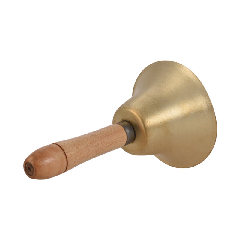 Brass Hand Bell: 14.5cm Length 8.3cm Diameter, Brass With Wooden Handle - Super Loud Clear Sound, Handbell Alarm for Classroom Restaurant Wedding Pet Training - Image 1