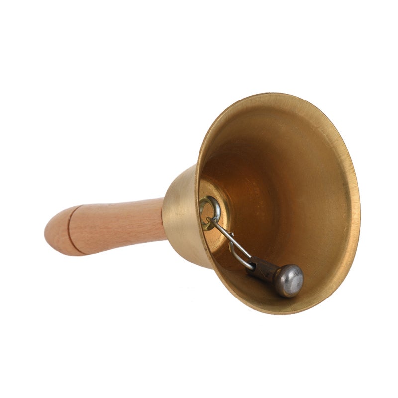 Brass Hand Bell: 14.5cm Length 8.3cm Diameter, Brass With Wooden Handle - Super Loud Clear Sound, Handbell Alarm for Classroom Restaurant Wedding Pet Training - Image 2