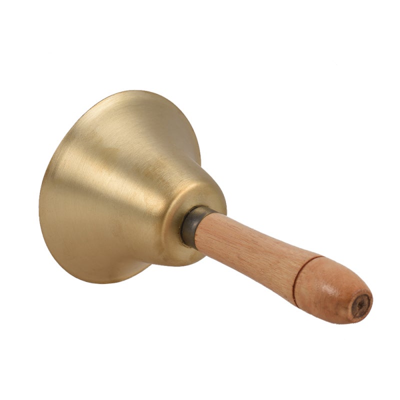 Brass Hand Bell: 14.5cm Length 8.3cm Diameter, Brass With Wooden Handle - Super Loud Clear Sound, Handbell Alarm for Classroom Restaurant Wedding Pet Training - Image 3