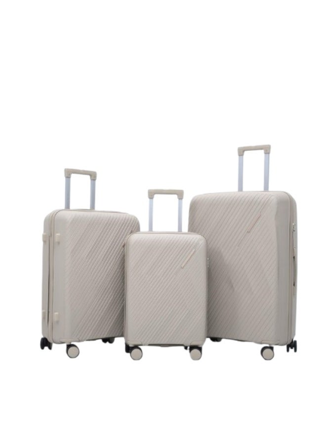 Luxury 3-Piece Luggage Set | Lightweight PP Hard Shell Suitcase with Carry-On Travel Bags | Waterproof Polyester Lining | Durable Set for Holiday Travel