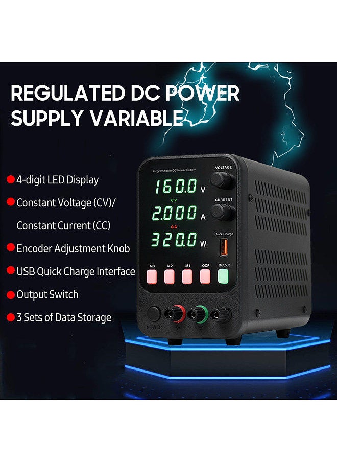 wanptek Bench DC Power Supply Variable 160V 2A Digital Display Adjustable Switching Regulated Power Supply CV CC  - Image 2