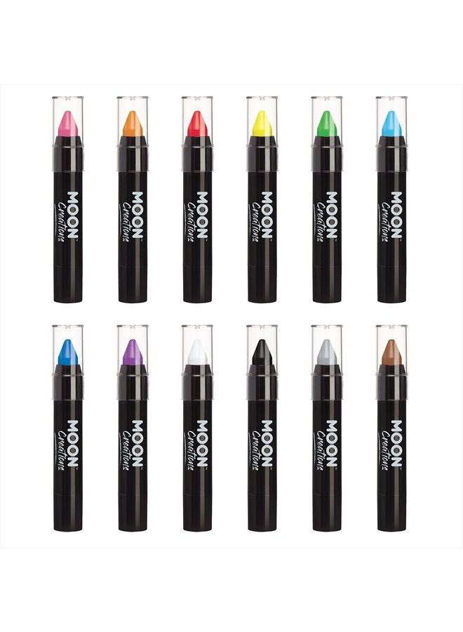 Moon Creations Face Paint Stick / Body Crayon Set of 12 makeup for the Face & Body by Moon Creations - 0.12oz - Image 1